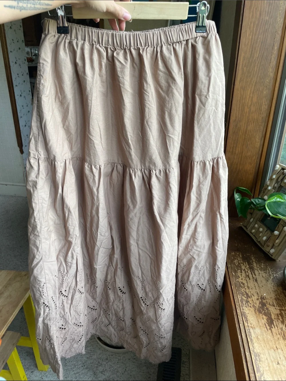 St. john's Bay Beige Tiered Eyelet Maxi Skirt - Women